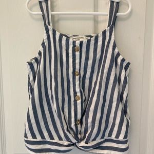 Abercrombie kids blue and white tied up tank top